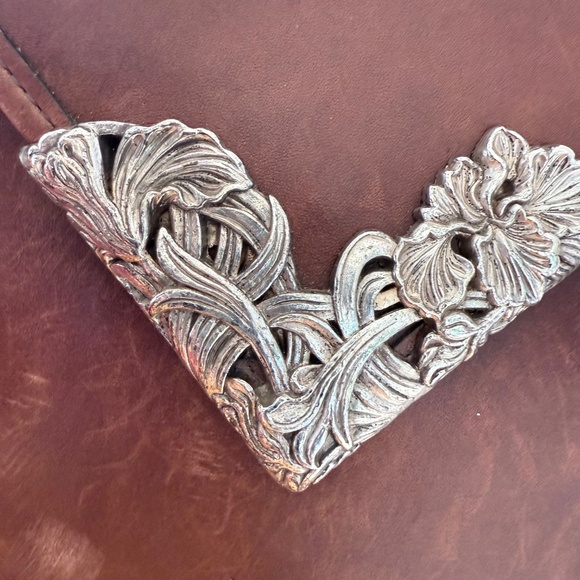 Vintage 90s Brighton Brown Leather Karen Bag Purse Braided Shoulder Crossbody - Picture 8 of 11